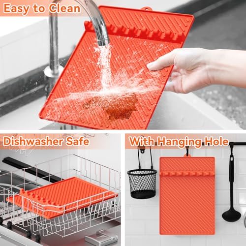 Silicone Griddle Mat for Blackstone - Magnetic Silicone Grill Tools Mat for Blackstone Accessories, Side Shelf Spatula Utensil Mats with Drip Pad for Outdoor BBQ Grill Kitchen Countertop (2-Pack) - Image 6