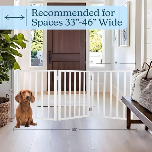 PETMAKER Pet Gate, 3 Panel Freestanding Dog Gate Indoor, White, 54” x 24” - Image 5