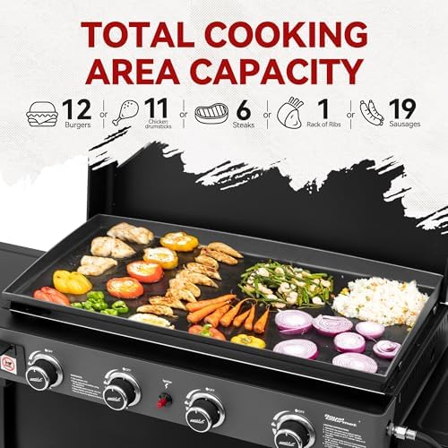 Royal Gourmet PD4001 4 Burner Propane Gas Griddle, Removable Standing Cart - Image 5
