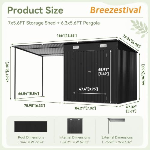 14x6FT Outdoor Lean to Shed & Hardtop Gazebo Combo - Image 2
