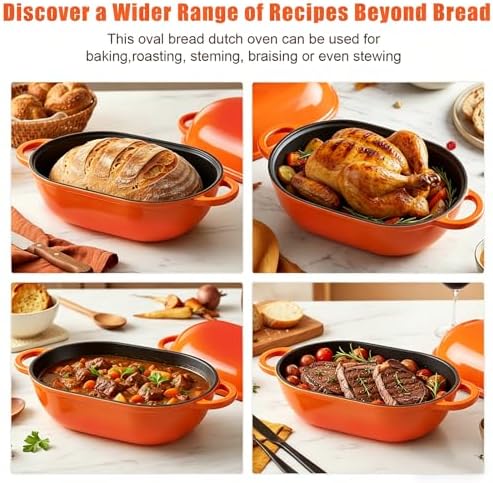 5 QT Enameled Cast Iron Sourdough Bread Oven, Loaf Pan with Lid - Image 6