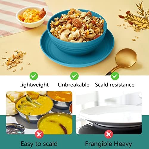 Teivio 32-Piece Plates and Bowls Sets for 8, Plastic Kitche Dinnerware Set - Image 6