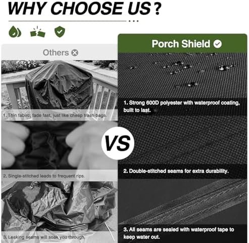 Porch Shield Waterproof Outdoor BBQ Grill Cover 32 inch, Black - Image 3