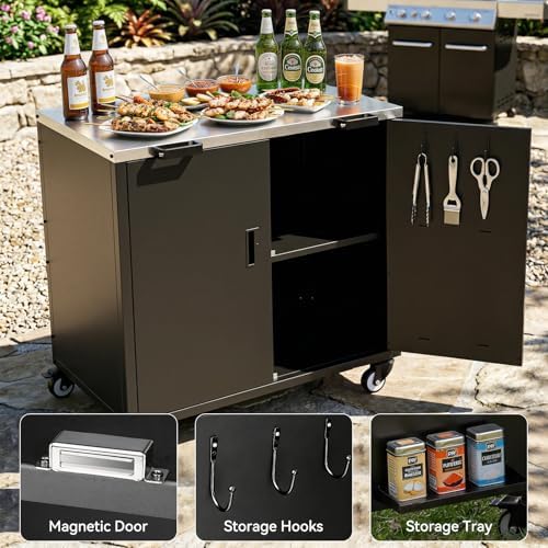 Outdoor Grill Cart with Storage & Stainless Steel Top for Outdoor - Image 3