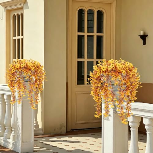 RECUTMS Fake Hanging Flowers 3Pcs Fall Flowers Artificial Outdoor - Image 5