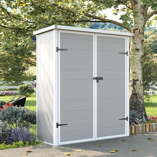 UDPATIO 51 Cu.ft Vertical Outdoor Storage Shed with Shelving Brackets,Grey - Image 4