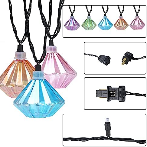 Vigdur Lantern String Lights - Multicolor Decorative String Lights Plug in with 10 Diamond Shaped Bulbs, Indoor String Light for Xmas Party Wedding Bedroom Patio Decor - Image 6