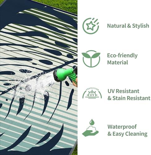 GENIMO Outdoor Rug, Waterproof Plastic Rugs for Patio, 6'x9' Sea Green - Image 6