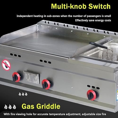 Commercial Gas Griddle, Flat Top Griddle Grill for Outdoor Catering, Adjustable Temperature, LPG Cooking Equipment - Image 3