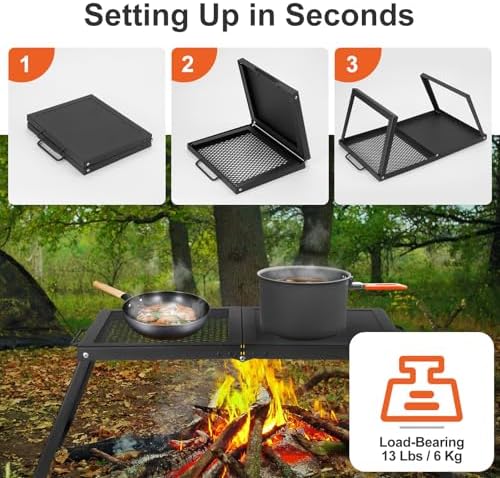 Odoland Folding Campfire Grill Camping Grill for Outdoor Cooking Bonfire - Image 4