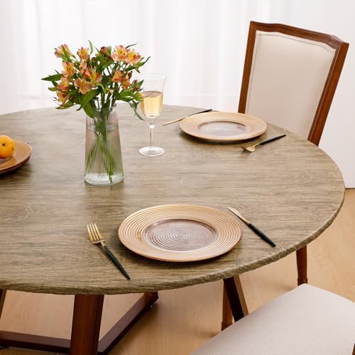 Romanstile Round Fitted Vinyl Tablecloth with Elastic Edge 100% Waterproof - Image 5