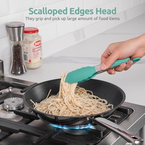 U-Taste Kitchen Tong for Cooking, 600ºF Heat-Resistant Silicon, 7"/Aqua Sky - Image 4