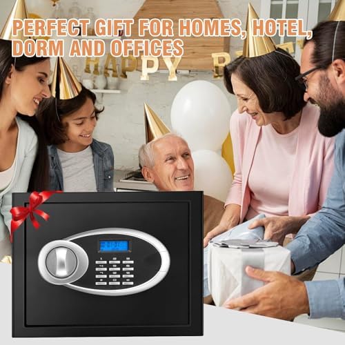 1.2 Cuft Safe Box Fireproof Waterproof for Home, Fire proof Safes with Digital Keypad, Spare Keys and Removable Shelf, Security Fire Safe for Money Firearms Medicine Valuables - Image 6