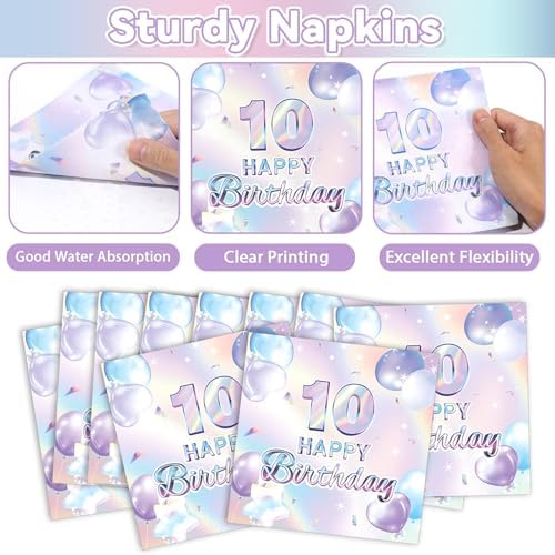96PCS 10th Birthday Supplies Paper Plates Napkins Forks Set - Image 4