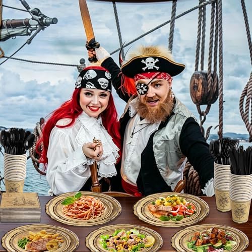400 Pcs Disposable Pirate Tableware Set for 50 Guests - Image 3