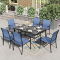 HERA'S HOUSE 7pc Outdoor Patio Dining Set for 6, Textilene Chairs, Blue by HERASHOUSE