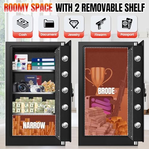 [ °] Fireproof Safe - 7.5 Cu Ft Large Safe for Home |   Heavy Duty Safes, Fire Proof Safes, Security Safe Box with Digital Keypads for Home Office, Cash, Files,Keypad - Image 6