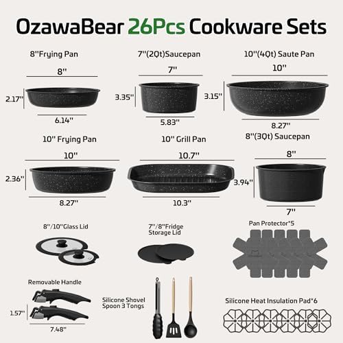 26 Pcs Pots and Pans Set Non Stick, Detachable Handle Cookware - Image 2