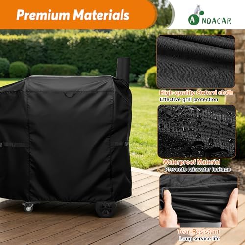 Charcoal Grills Cover for Z Grills 7002C2E Pellet Grill, Waterproof Outdoor Grill Cover BBQ Grill Cover Barbeque Grill Cover (Cover Only) - 48" L×26" W×48" H, Black - Image 4