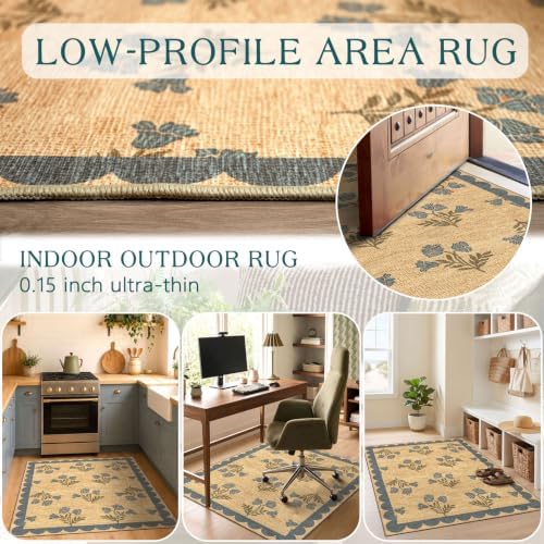 3x4 Floral Entry Rug - Indoor Outdoor Mats for Front Door Non-Slip - Image 4