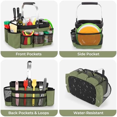 PGmoon Grill and Picnic Caddy, Small Foldable BBQ Caddy with Rotated Handle - Image 4