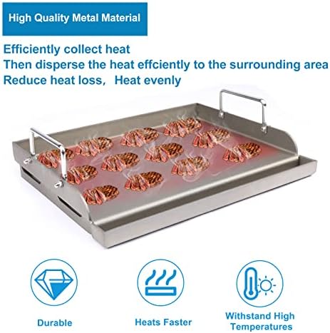 17" Flat Top Griddle for Gas Grill, Cast Iron Grill Plate Insert 17x13 Inch Griddle Cooking Plate Compatible with Weber Charbroil Camp Chef for Outdoor BBQ - Image 5