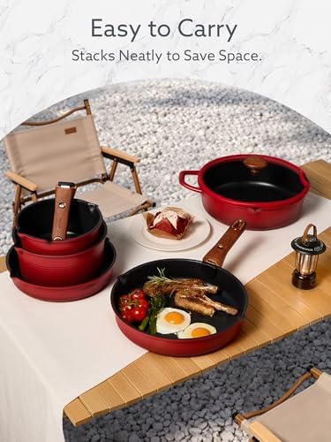 CAROTE 20pcs Titanium Cookware Set, Detachable Handle Pots and Pans Set - Image 7