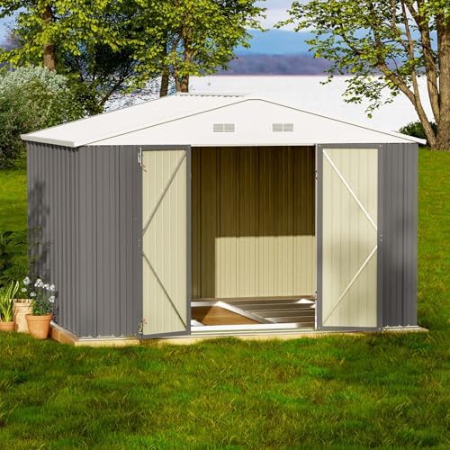 Patiowell 10x8 FT Outdoor Storage Shed with Floor Frame, Grey by Patiowell