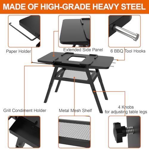 Adjustable Grill Stand for Ninja Outdoor Woodfire Series OG700 OG800 OG900 Series OO101 Woodfire Pizza Oven, Grill Cart for Ninja MO201 Artisan Pizza Oven, Replace for XSKUNSTAND Outdoor Stand - Image 4