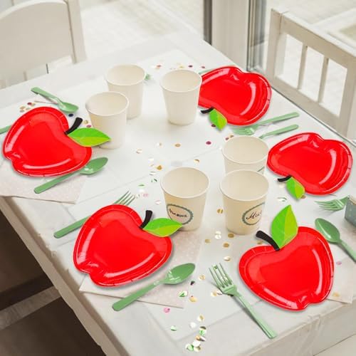 FOIMAS 50pcs Apple Shaped Paper Plates,Back to School Plates First Day of School Disposable Tableware Plate for Back to School Teacher Appreciation Party Supply - Image 5