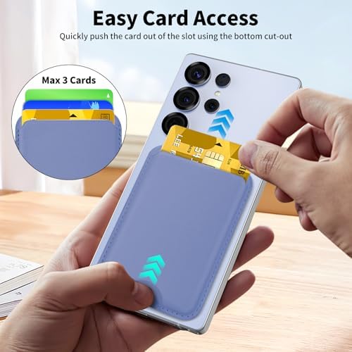 Magnetic Wallet for Samsung Galaxy S26 S25 S24 Series, Fold 8 Ultra with Magsafe Case, for iPhone 18-12 Series, RFID Blocking Leather Magnetic Card Holder | Holds 3 Cards | Purple - Image 3