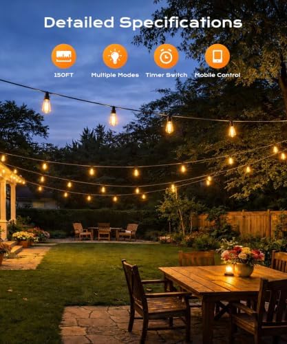 Outdoor String Lights, 150 FT Patio Lights for Outside - Image 2