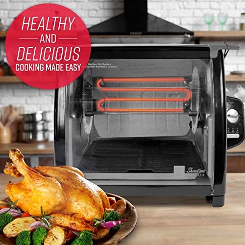 Ronco Showtime Large Capacity Rotisserie & BBQ Oven, Simple Switch Controls, Silicone Door Tie, Perfect Preset Rotation Speed, Self-Basting, Auto Shutoff, Includes Multipurpose Basket, black - Image 2