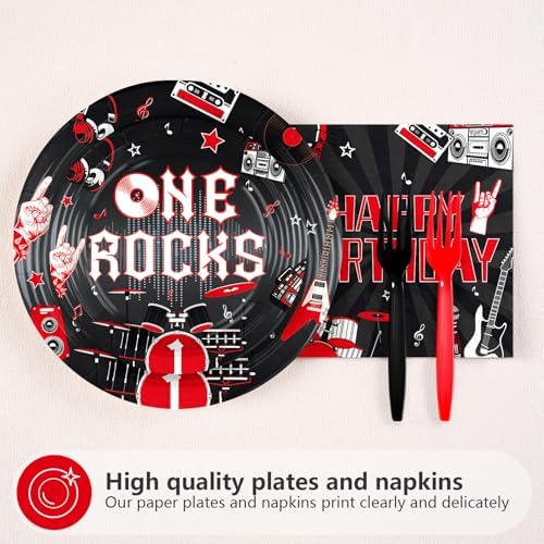 96 Pcs One Rocks 1st Birthday Party Decorations for Rock Music, Serves 24 - Image 2