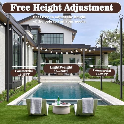 AILBTON 10Ft String Light Poles 4 Pack,Light Poles for Outside Lights,Outdoor with Fence Brackets Hanging Lights,Metal Stand Deck Patio Backyard - Image 6