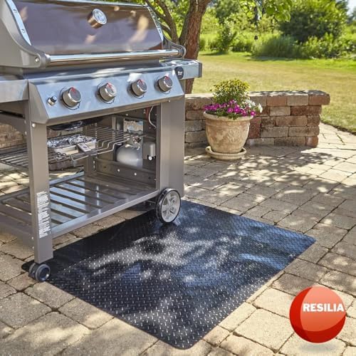 RESILIA Large Under Grill Mat – Heavy Duty, Reusable Outdoor Floor Protector Mats for Deck, Patio, & Garage – 36 Inch x 48 Inch, Black Diamond Plate, Made in The USA - Image 2