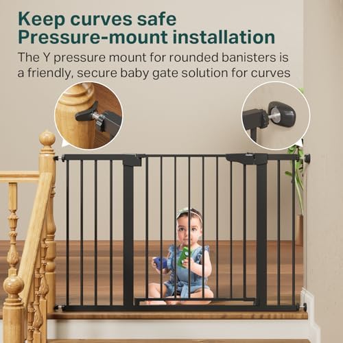 Cumbor 2-Pack 30-48 in Baby Gate for Stairs, Auto Close Dog Gate, Black - Image 4