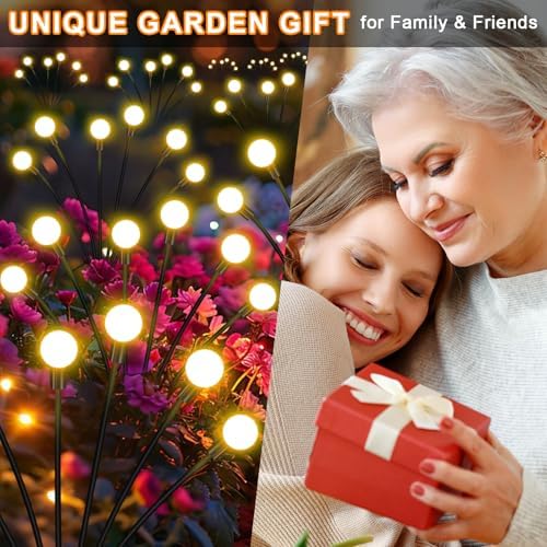 NBQQ Solar Garden Lights 4 Pack of 32 LEDs Swaying Firefly Garden Decor - Image 3