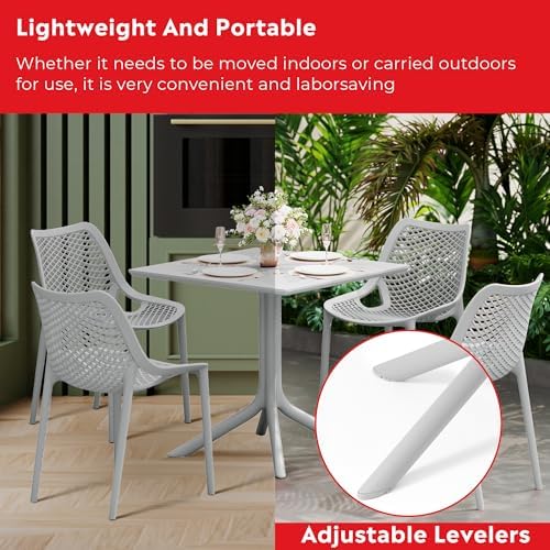 Costaelm Patio Dining Table for 4, Square PP Patio Table, 4-Person Weather Resistant Porch Tables for Outside Poolside Deck Lawn Garden Backyard, Gray - Image 7