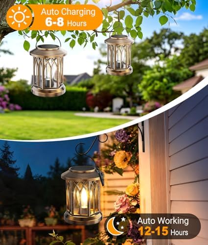Solar Lantern Outdoor Lights with Wall Mount Kit, Upgraded Solar Lanterns - Image 5