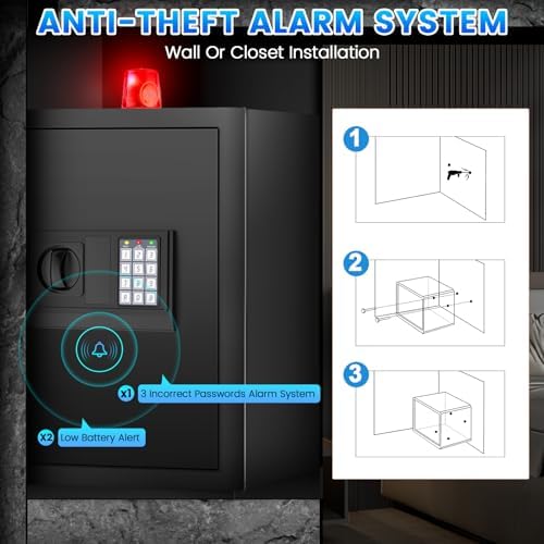 3.3 Cuft Large Home Safe, Digital Safe Box with Smart Alarm System - Image 5