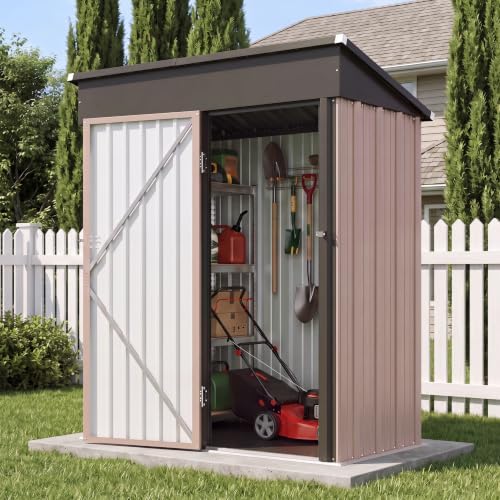 Aoxun 5x3 FT Outdoor Storage Shed with Sloping Roof, Brown by Aoxun
