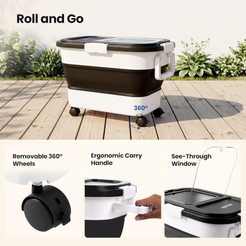 Wood Pellet Storage Container 20-25lbs, Wheeled Bin with Clear Window - Image 5