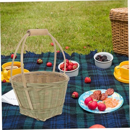 Bamboo Picnic Basket 2pcs Woven Storage Basket Xmas for Fruit and Bread - Image 6