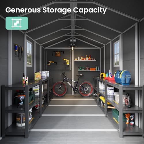 UDPATIO Plastic Storage Shed 7.5x10FT, Outdoor Resin Garden Shed,Grey White - Image 2