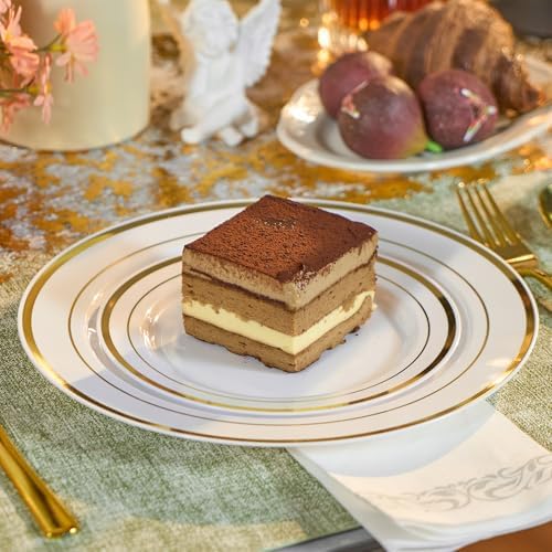 Fijinhom 350Pcs Gold Disposable Plates, Plastic Dinnerware Set for 50Guests - Image 4