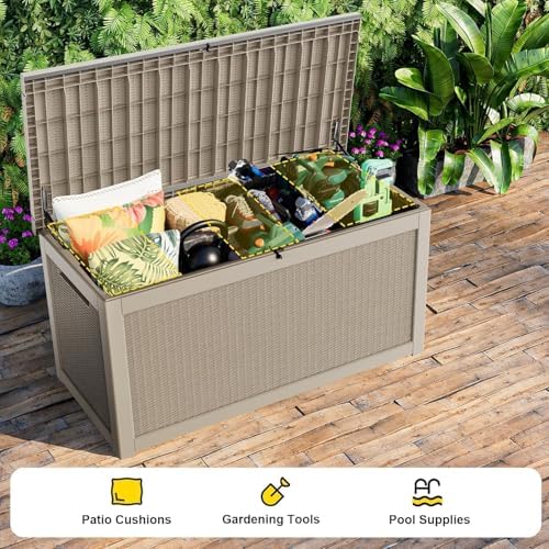 360 Gallon Outdoor Storage Box,Large Deck Box Waterproof UV Resistant,Lockable& Resin Storage Container for Patio Furniture Cushions Garden Tools and Pool Accessories(Grey, 360 Gallon) - Image 5