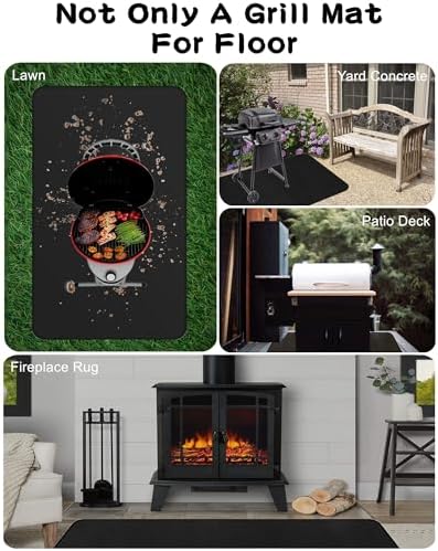 Falezern 70 X 48 in Large Thick BBQ Grill Mat for Under Outdoor Grill Black - Image 6