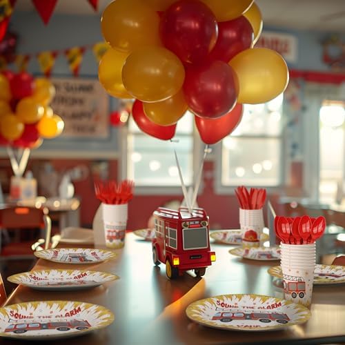 Firetruck Party Decorations - Firefighter Party Plates and Napkins for Kids, Serves 40 Guests - Image 7