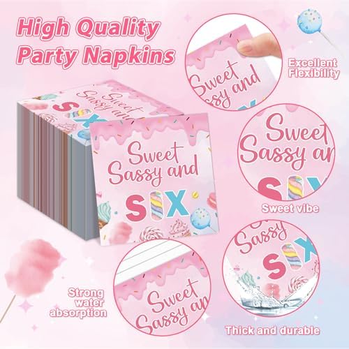 96 PCS Donut Party Tableware 6th Birthday Plates and Napkins Decorations Disposable Donuts Happy Birthday Party Tableware Supplies Sweet Sassy 6th Plates Napkins Decor for Kids Gatherings Decorations - Image 4